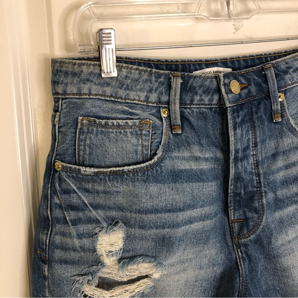 GOOD AMERICAN Bombshell Denim Shorts Jeans Ripped High Rise Distressed SZ 4 27" - Picture 5 of 13